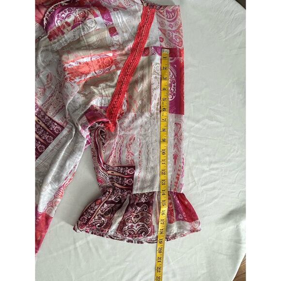 Catherines Patchwork Style Tunic Blouse Womens Size 3X Coral Pink Boho Festival - Picture 8 of 8